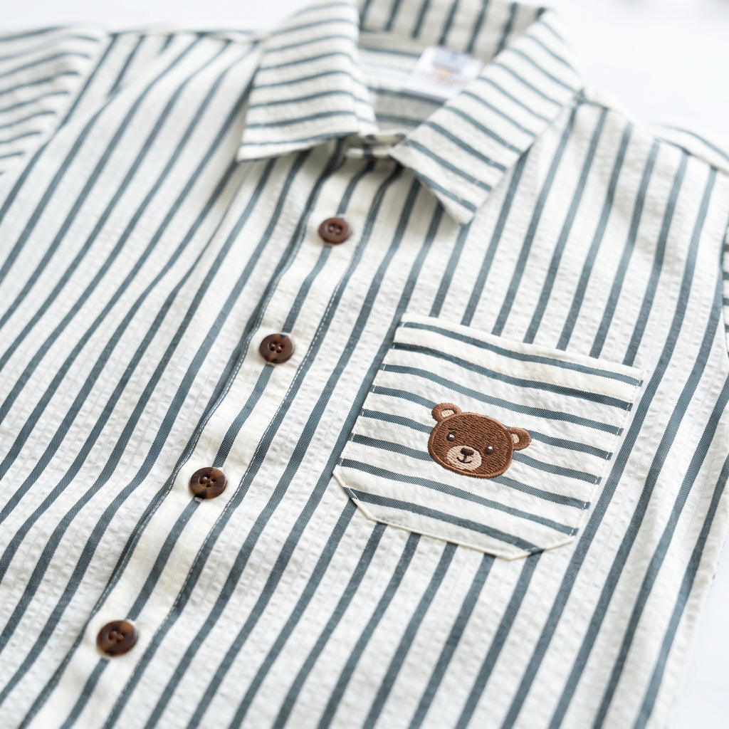 Camisa Osito Rayitas + Bermuda Cargo