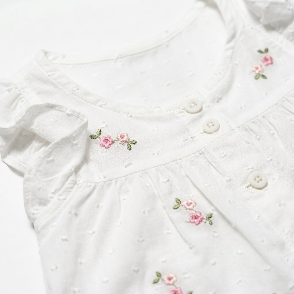 Blusita Lino Flowers + Short Moñito