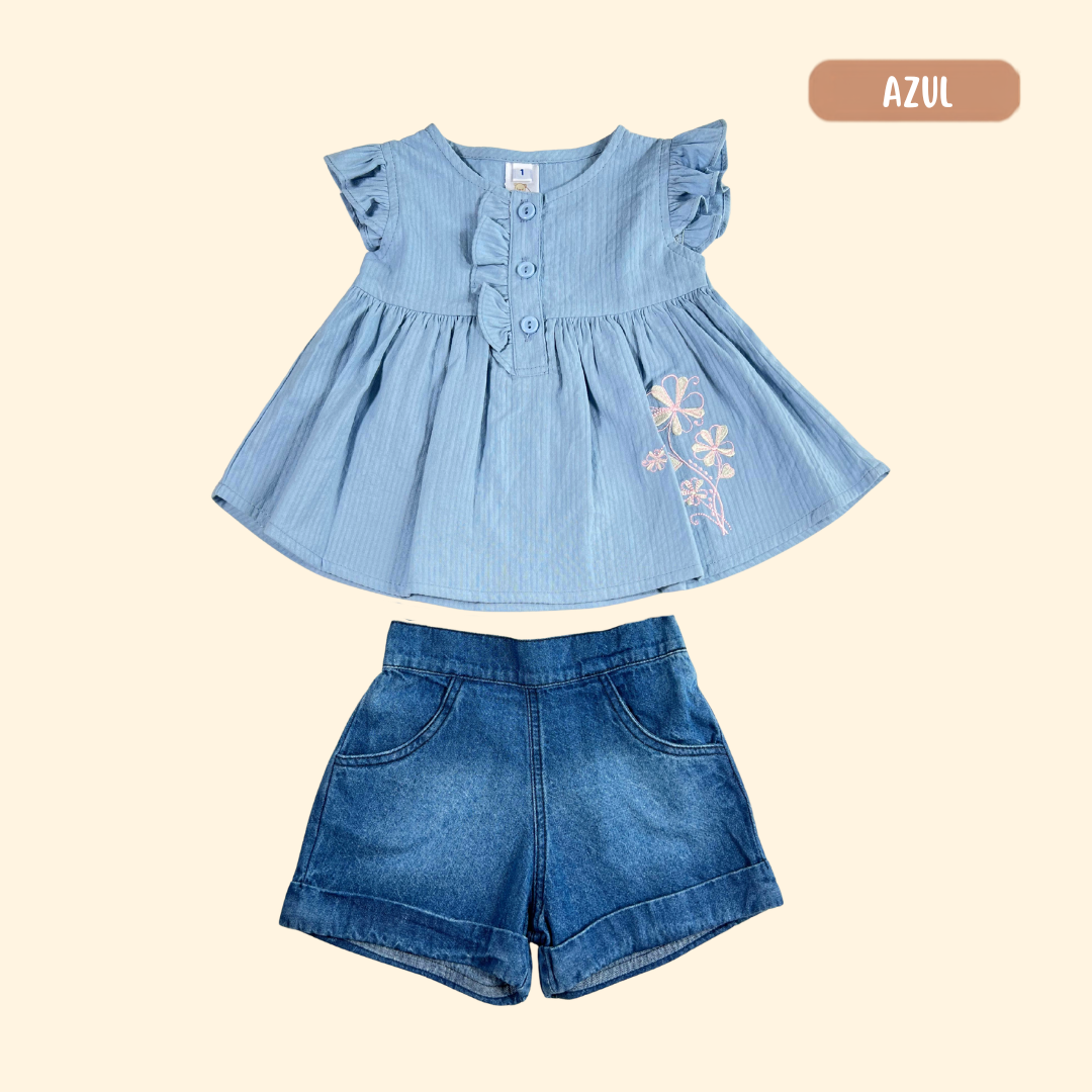 Blusita Mariposas + Short Denim