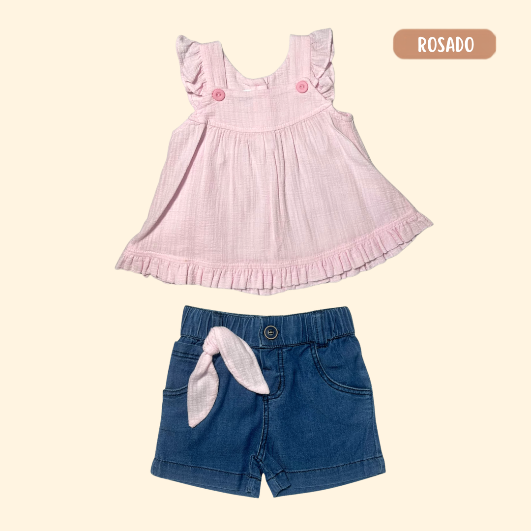 Blusita Lino + Short Denim