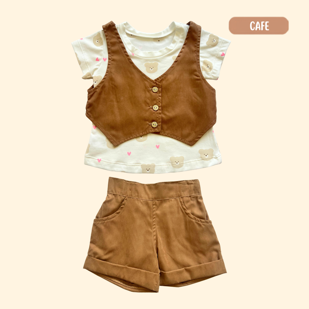 Chaleco + Blusa Ositos + Short
