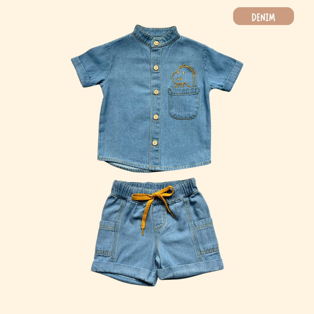 Camisa Dino + Bermuda Denim
