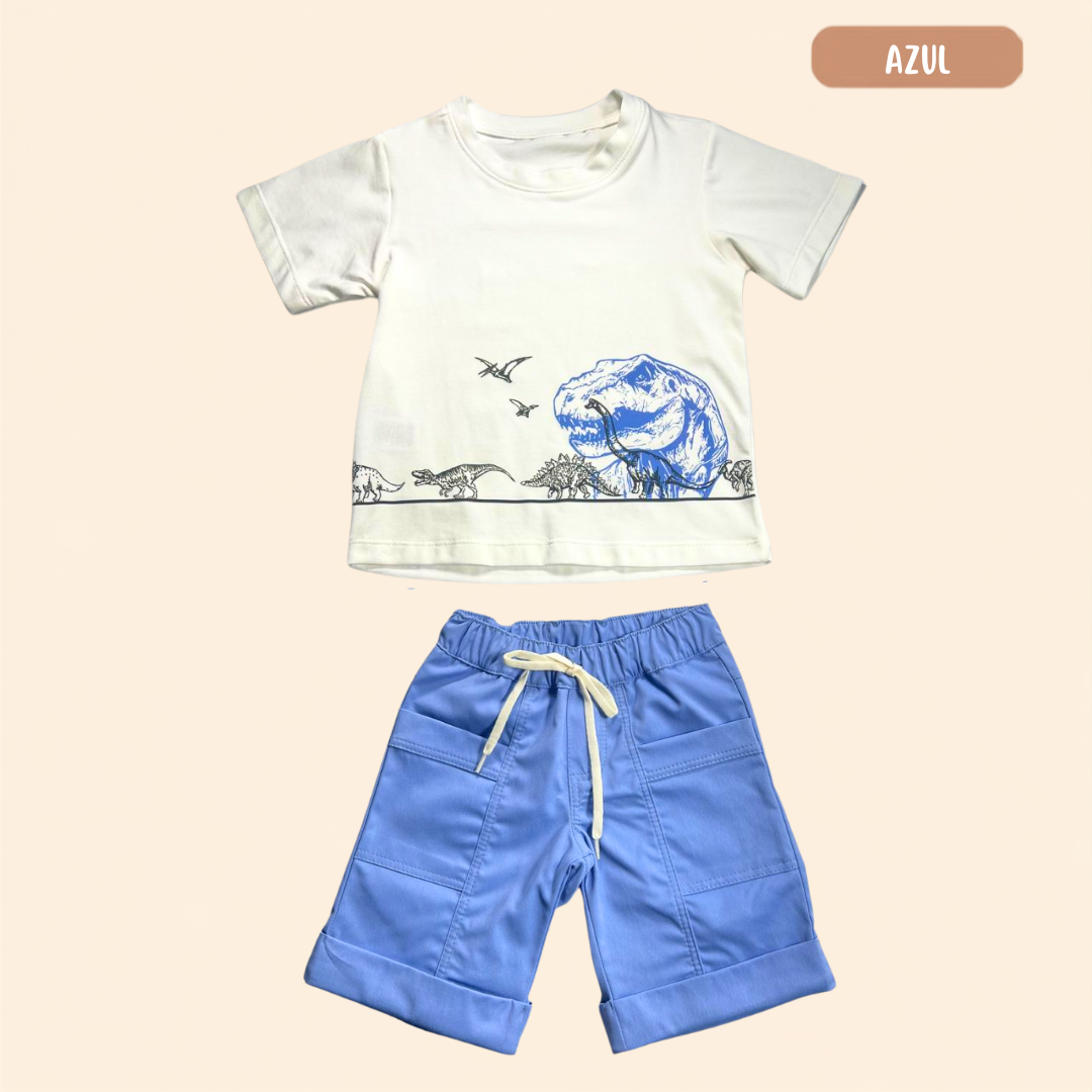 Camisa T-rex + Bermuda Drill