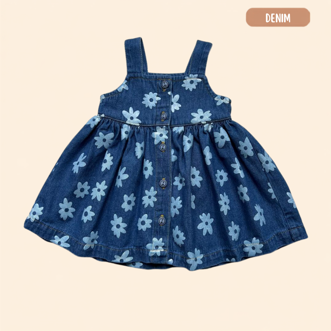 Vestido Flowers Denim + Calzoncito