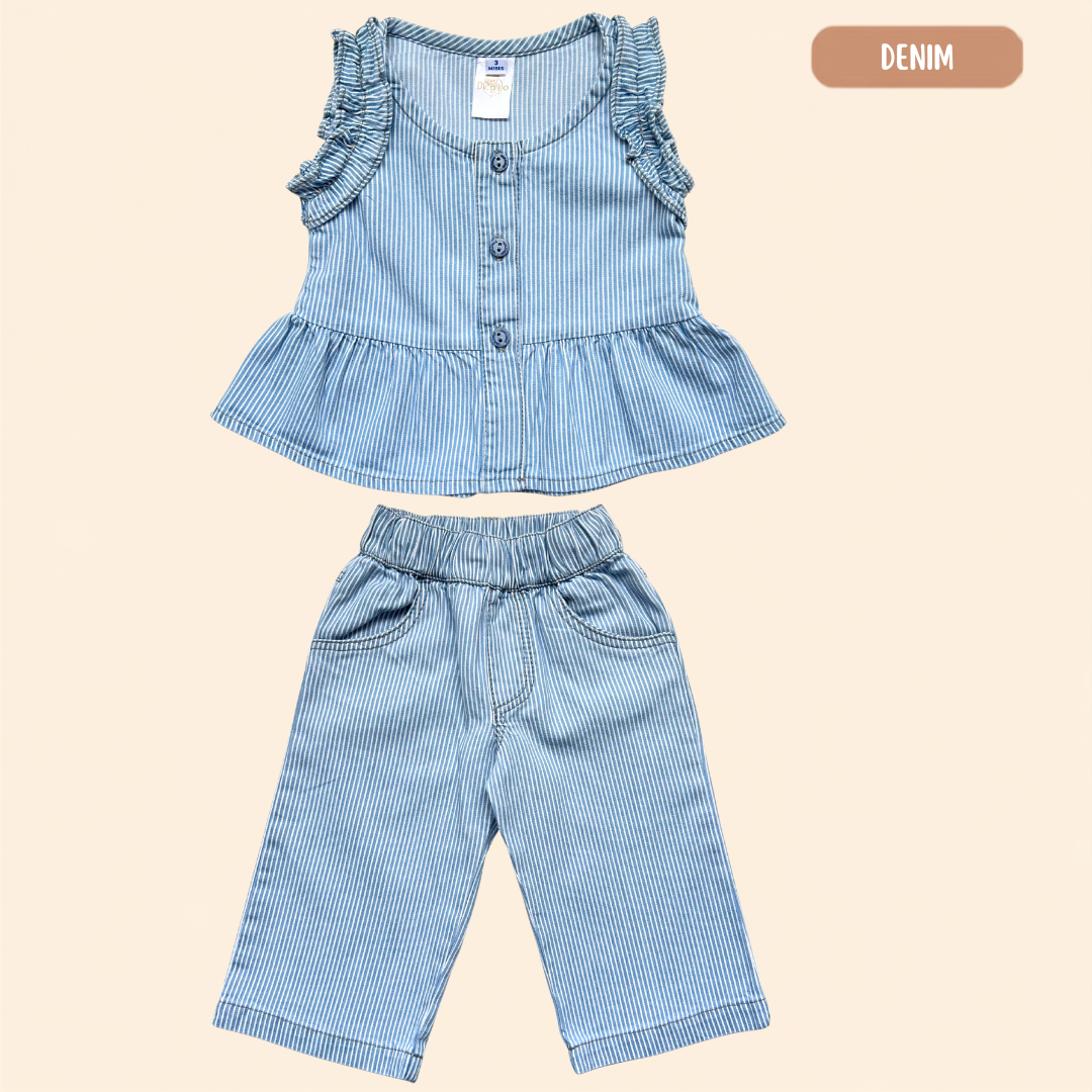 Blusita golitas + Pantalón Rayitas Denim