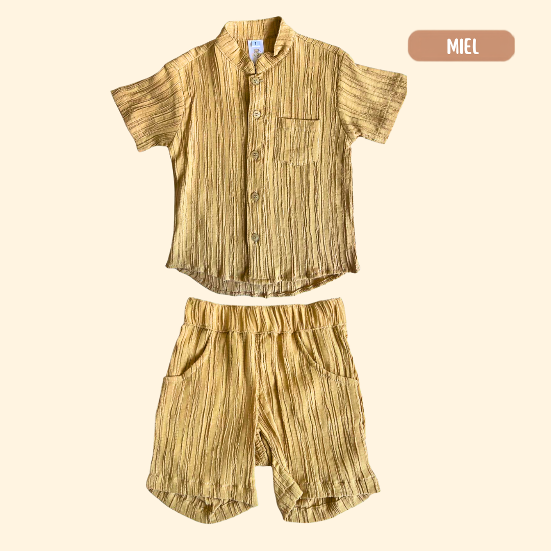 Camisa + Bermuda Rayitas Lino