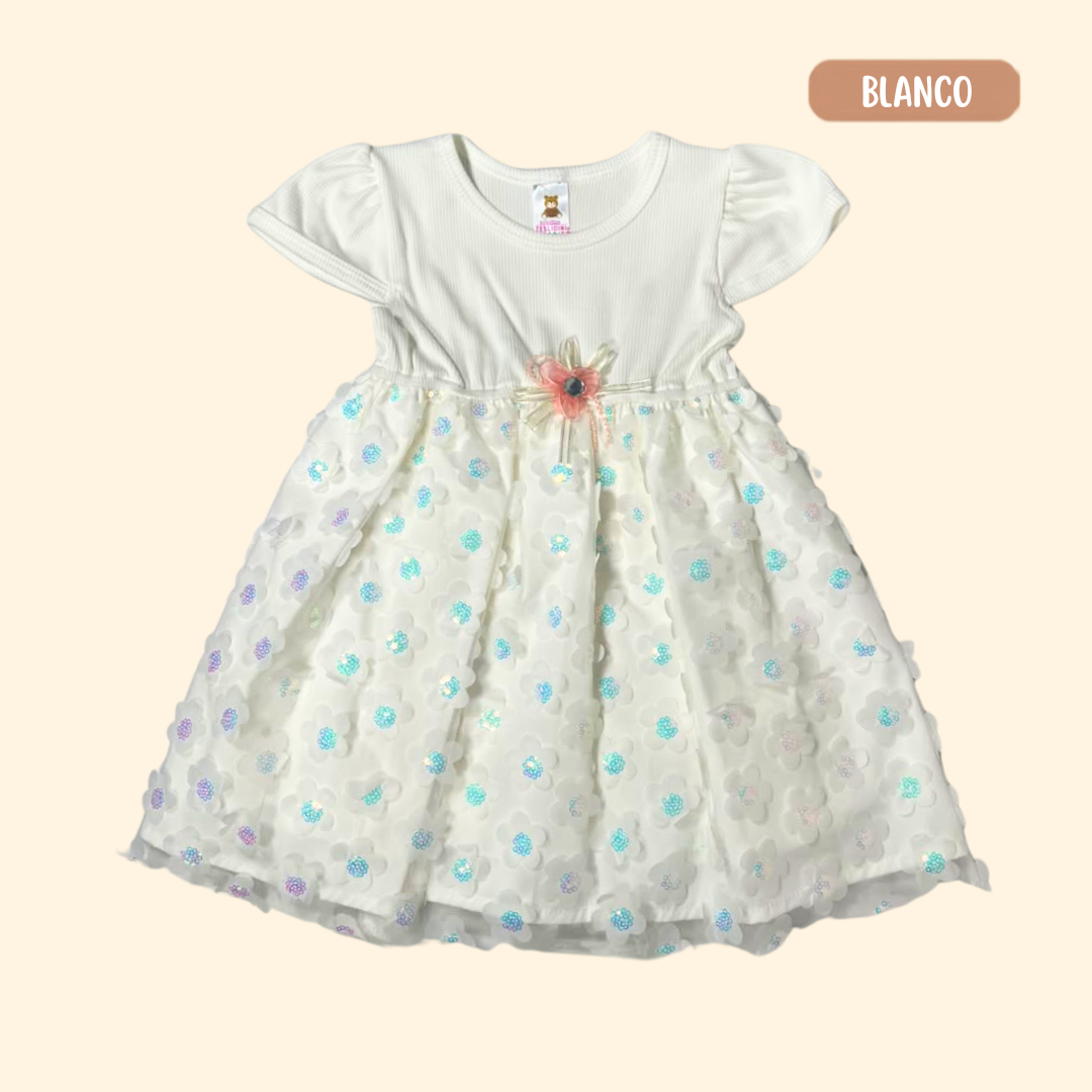 Vestido Flowers Glitter + Calzoncito