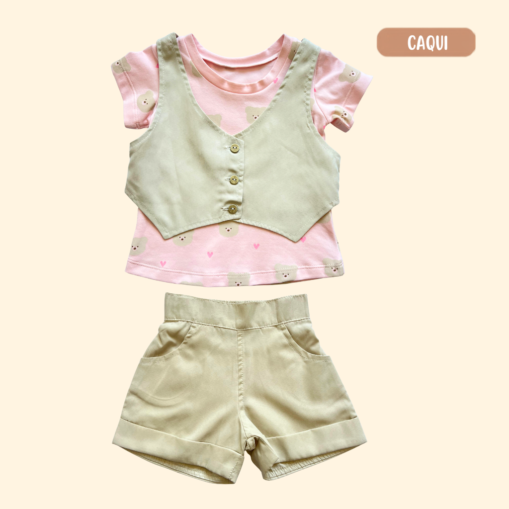Chaleco + Blusa Ositos + Short