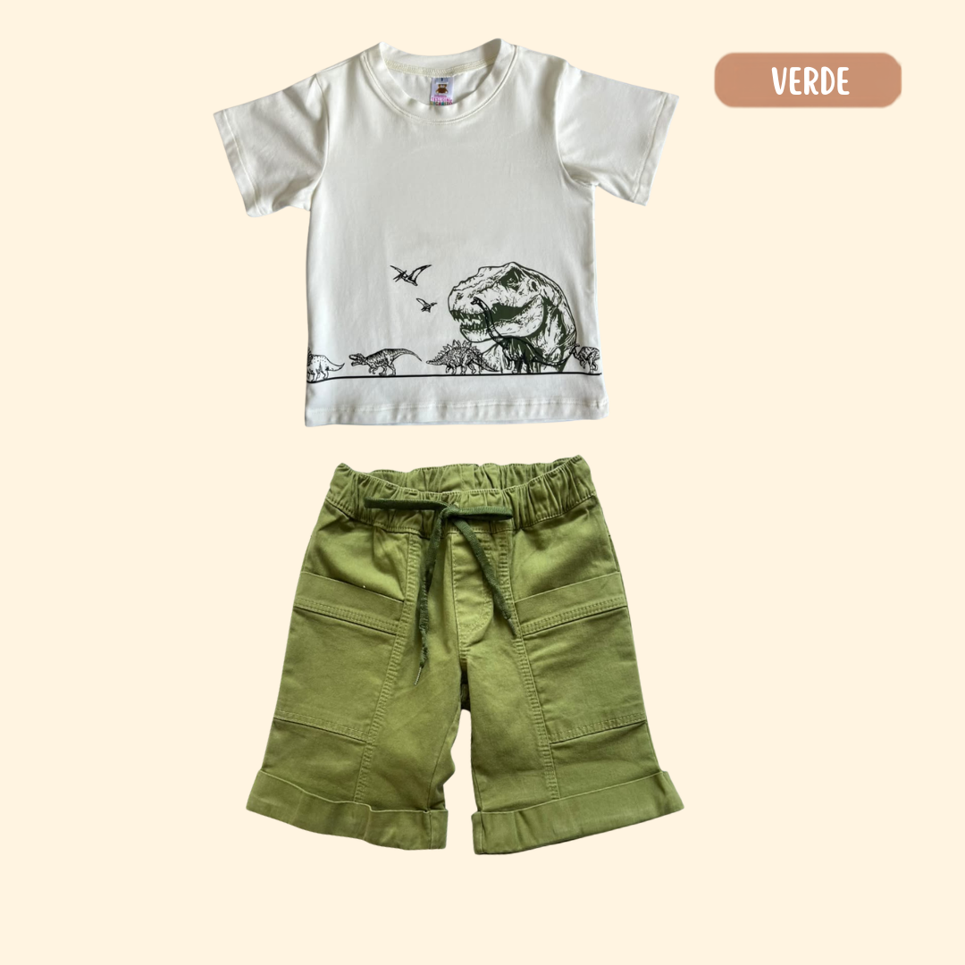 Camisa T-rex + Bermuda Drill
